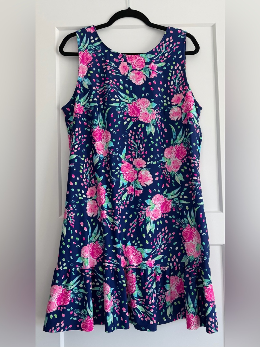 EUC Aryeh Floral Sleeveless Ruffle Hem Dress, UPF50+ Sun Protection  – XL